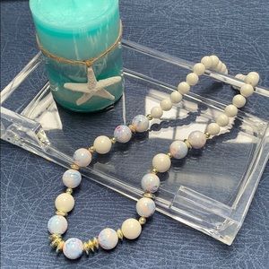White & Blue Beaded Necklace